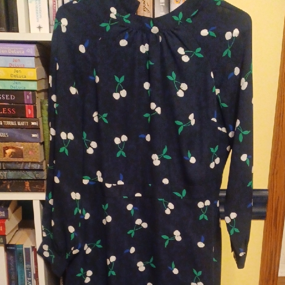 Banana Republic Navy Blue Cherry Dress NWT Size 10P
